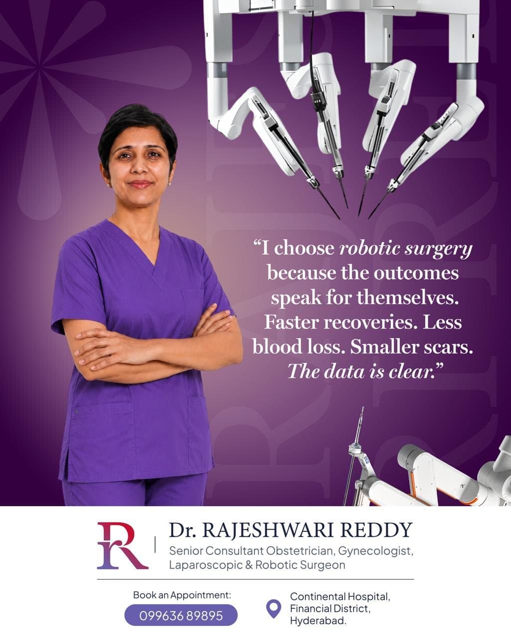 Dr. Rajeshwari Reddy — I choose robotic surgery because the outcomes speak for themselves: faster recoveries, less blood loss, smaller scars